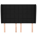 sengegavl med kanter 147x23x118/128 cm stof sort