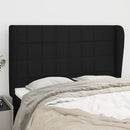 sengegavl med kanter 147x23x118/128 cm stof sort