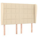 sengegavl med kanter 147x23x118/128 cm stof cremefarvet