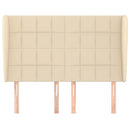 sengegavl med kanter 147x23x118/128 cm stof cremefarvet