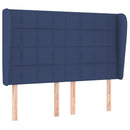 sengegavl med kanter 147x23x118/128 cm stof blå