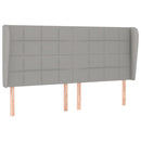 sengegavl med kanter 163x23x118/128 cm stof lysegrå