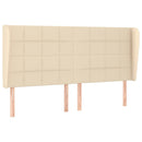 sengegavl med kanter 163x23x118/128 cm stof cremefarvet