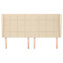sengegavl med kanter 163x23x118/128 cm stof cremefarvet