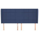 sengegavl med kanter 163x23x118/128 cm stof blå