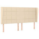 sengegavl med kanter 183x23x118/128 cm stof cremefarvet