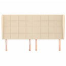 sengegavl med kanter 183x23x118/128 cm stof cremefarvet