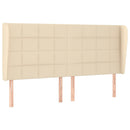 sengegavl med kanter 203x23x118/128 cm stof cremefarvet