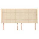 sengegavl med kanter 203x23x118/128 cm stof cremefarvet