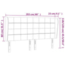 sengegavl med kanter 203x23x118/128 cm stof cremefarvet