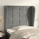 sengegavl med kanter 83x23x118/128 cm fløjl lysegrå