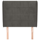 sengegavl med kanter 83x23x118/128 cm fløjl mørkegrå