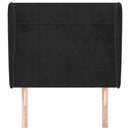 sengegavl med kanter 83x23x118/128 cm fløjl sort