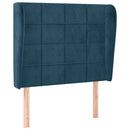 sengegavl med kanter 83x23x118/128 cm fløjl mørkeblå