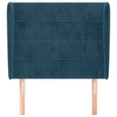 sengegavl med kanter 83x23x118/128 cm fløjl mørkeblå