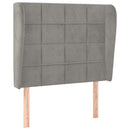 sengegavl med kanter 93x23x118/128 cm fløjl lysegrå