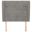 sengegavl med kanter 93x23x118/128 cm fløjl lysegrå