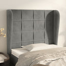 sengegavl med kanter 93x23x118/128 cm fløjl lysegrå
