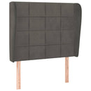 sengegavl med kanter 93x23x118/128 cm fløjl mørkegrå