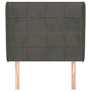 sengegavl med kanter 93x23x118/128 cm fløjl mørkegrå