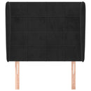 sengegavl med kanter 93x23x118/128 cm fløjl sort