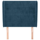 sengegavl med kanter 93x23x118/128 cm fløjl mørkeblå