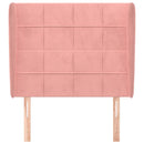 sengegavl med kanter 93x23x118/128 cm fløjl lyserød