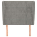 sengegavl med kanter 103x23x118/128 cm fløjl lysegrå