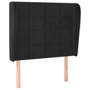 sengegavl med kanter 103x23x118/128 cm fløjl sort