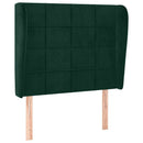 sengegavl med kanter 103x23x118/128 cm fløjl mørkegrøn