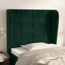 sengegavl med kanter 103x23x118/128 cm fløjl mørkegrøn