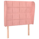 sengegavl med kanter 103x23x118/128 cm fløjl lyserød