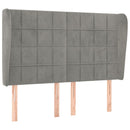 sengegavl med kanter 147x23x118/128 cm fløjl lysegrå