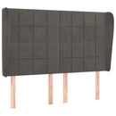 sengegavl med kanter 147x23x118/128 cm fløjl mørkegrå