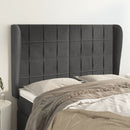sengegavl med kanter 147x23x118/128 cm fløjl mørkegrå