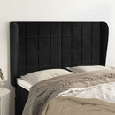 sengegavl med kanter 147x23x118/128 cm fløjl sort