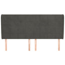 sengegavl med kanter 163x23x118/128 cm fløjl mørkegrå