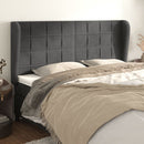 sengegavl med kanter 163x23x118/128 cm fløjl sort