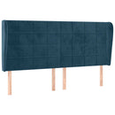 sengegavl med kanter 163x23x118/128 cm fløjl mørkeblå