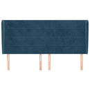 sengegavl med kanter 163x23x118/128 cm fløjl mørkeblå