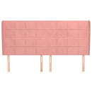 sengegavl med kanter 163x23x118/128 cm fløjl lyserød