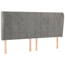 sengegavl med kanter 183x23x118/128 cm fløjl lysegrå