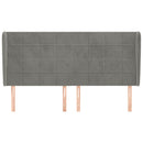 sengegavl med kanter 183x23x118/128 cm fløjl lysegrå