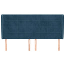 sengegavl med kanter 183x23x118/128 cm fløjl mørkeblå