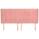 sengegavl med kanter 183x23x118/128 cm fløjl lyserød