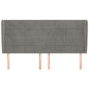 sengegavl med kanter 203x23x118/128 cm fløjl lysegrå