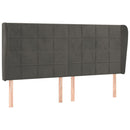 sengegavl med kanter 203x23x118/128 cm fløjl mørkegrå