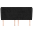 sengegavl med kanter 203x23x118/128 cm fløjl sort