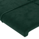 sengegavl med kanter 203x23x118/128 cm fløjl mørkegrøn