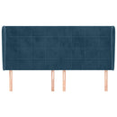 sengegavl med kanter 203x23x118/128 cm fløjl mørkeblå